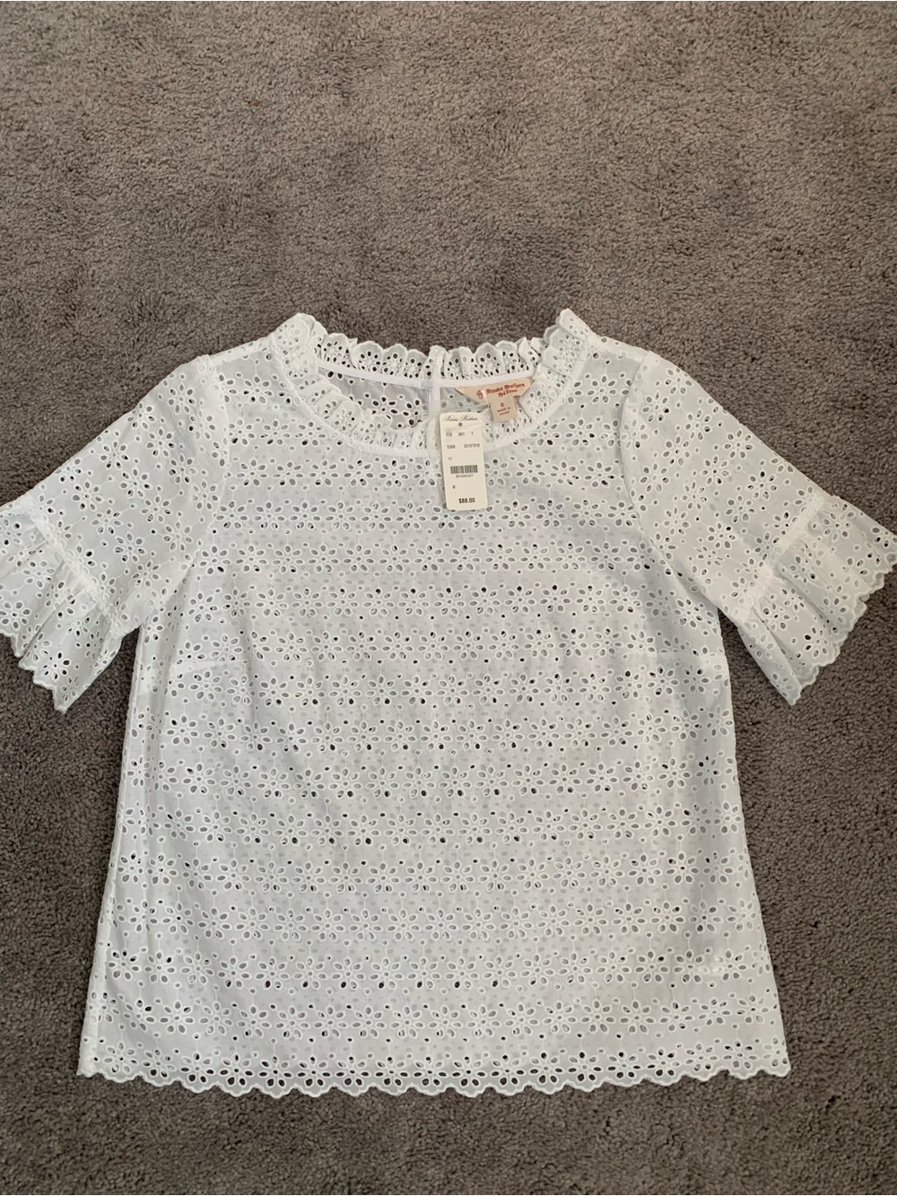 Brooks Brothers White Eyelet Lace Blouse